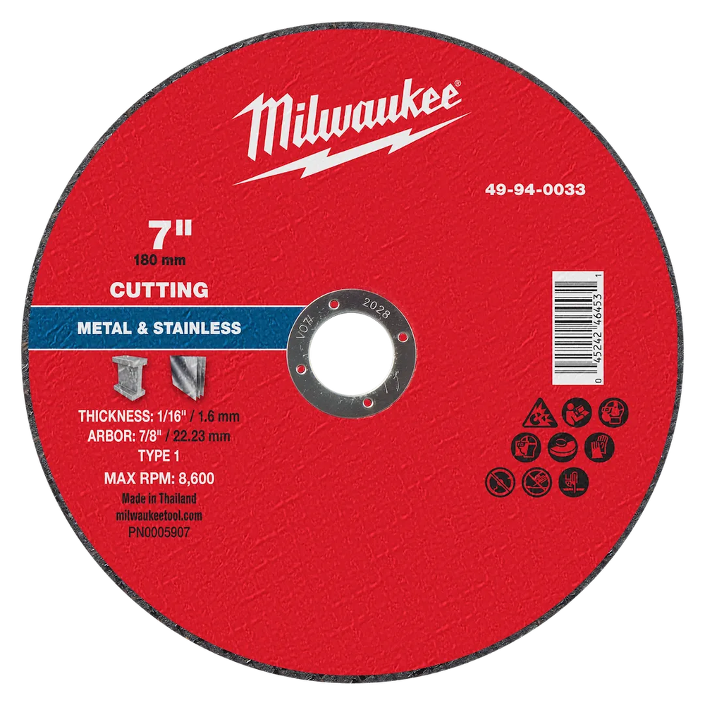 Milwaukee Tool 7" X 1/16" X 7/8" Metalcut OFF Wheel -type 1