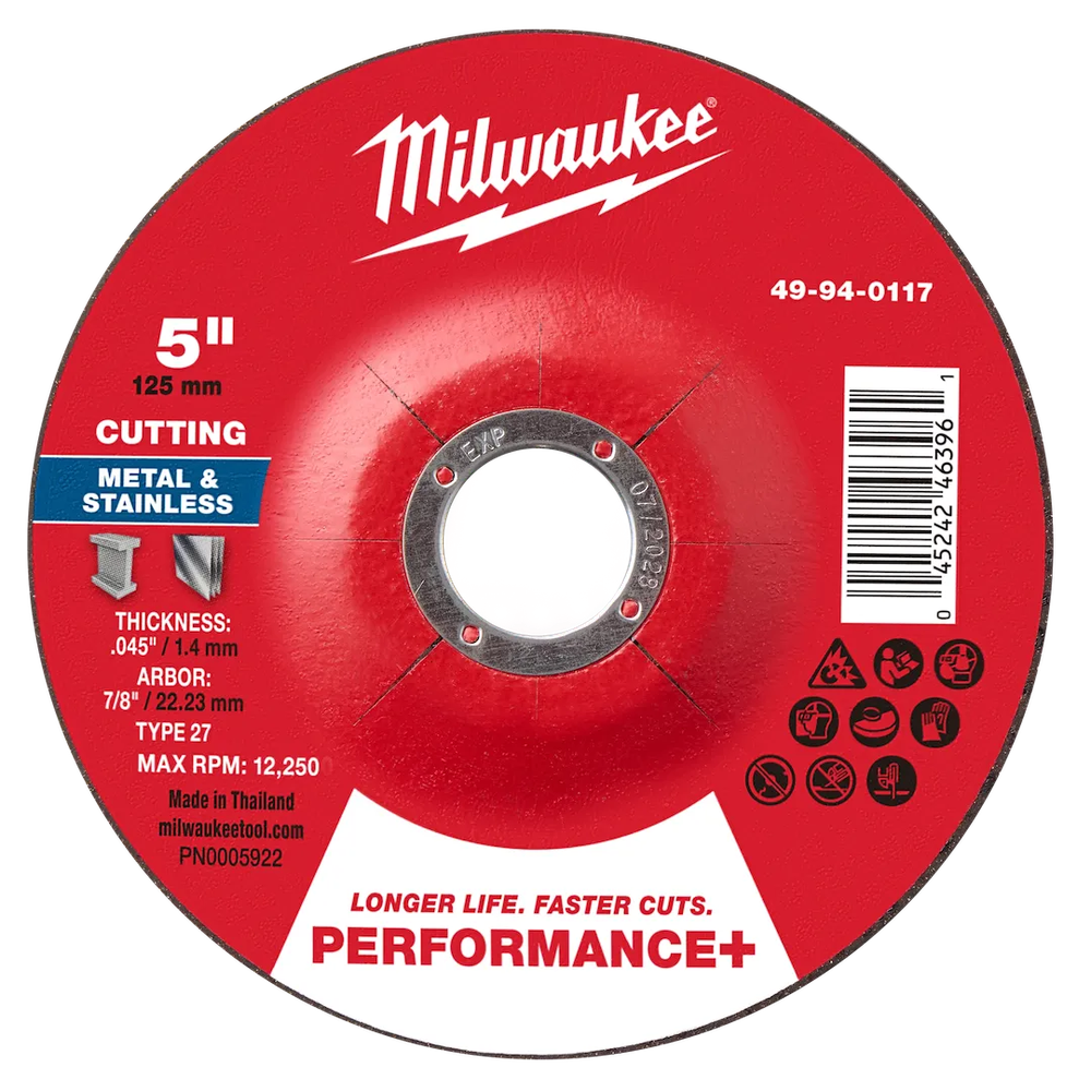 Milwaukee Tool 5" X .045" X 7/8"PERFORMANCE Metal Cut OFF Wheel