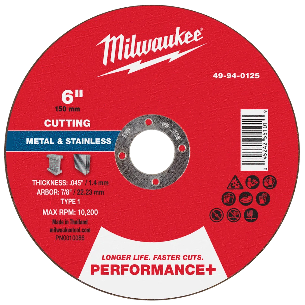 Milwaukee Tool 6" X .045" X 7/8" Perform Metal Cut OFF Wheel