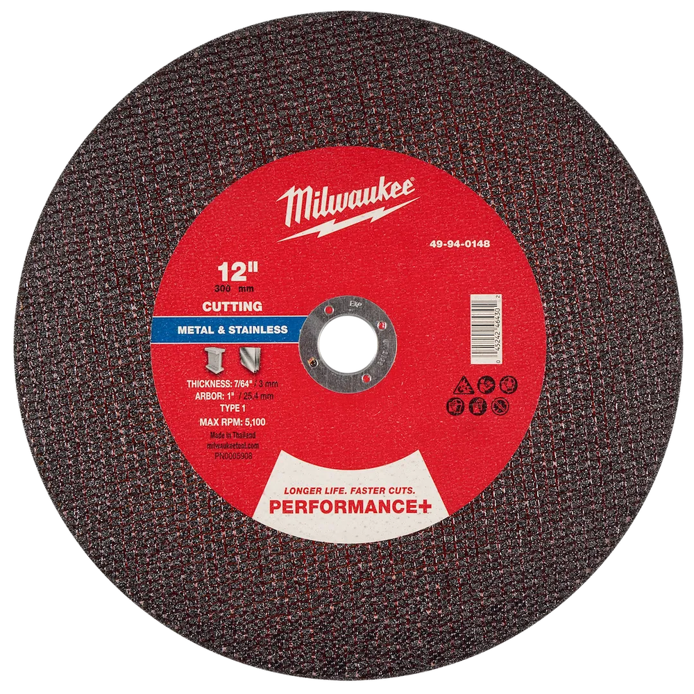 Milwaukee Tool 12" X 7/64" X 1"PERFORMANCE Metal Cut OFF Wheel
