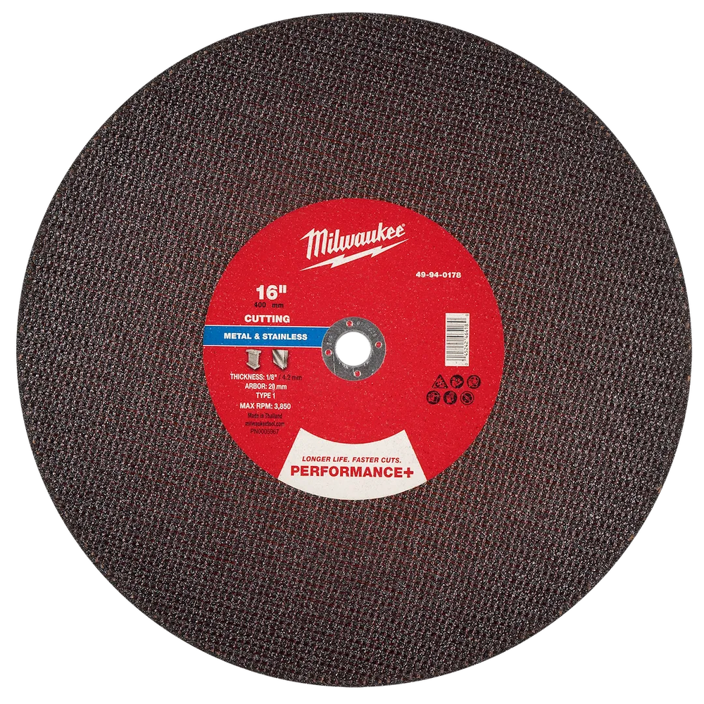 Milwaukee Tool 16" X 1/8"X 20MM Performance Metal Cut OFF Wheel