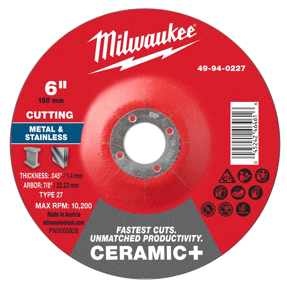 Milwaukee Tool 6" X .045" X 7/8" Ceramic Metal Cut OFF Wheel