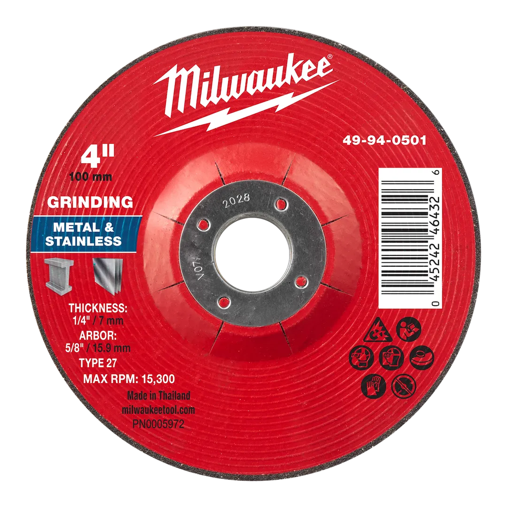 Milwaukee Tool 4" X 1/4" X 5/8" Metal Grinding Wheel