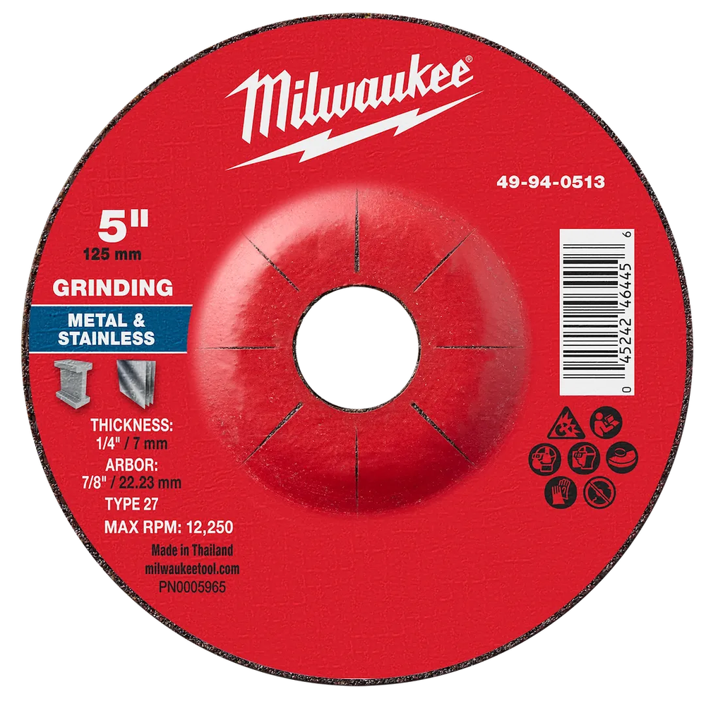 Milwaukee Tool 5" X 1/4" X 7/8" Metal Grinding Wheel
