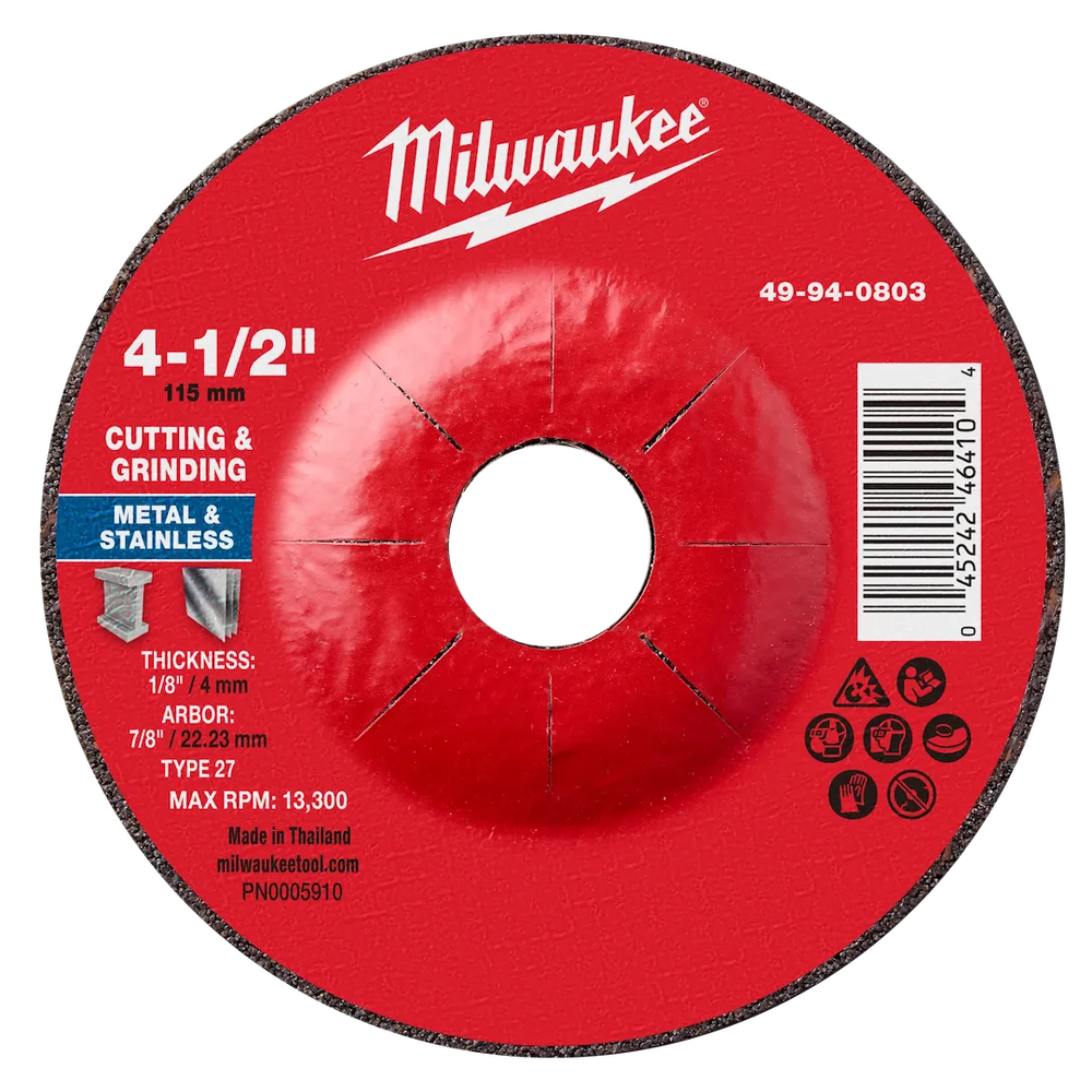 Milwaukee Tool 4-1/2" X 1/8" X 7/8" Dual Metal CUT/GRIND Wheel