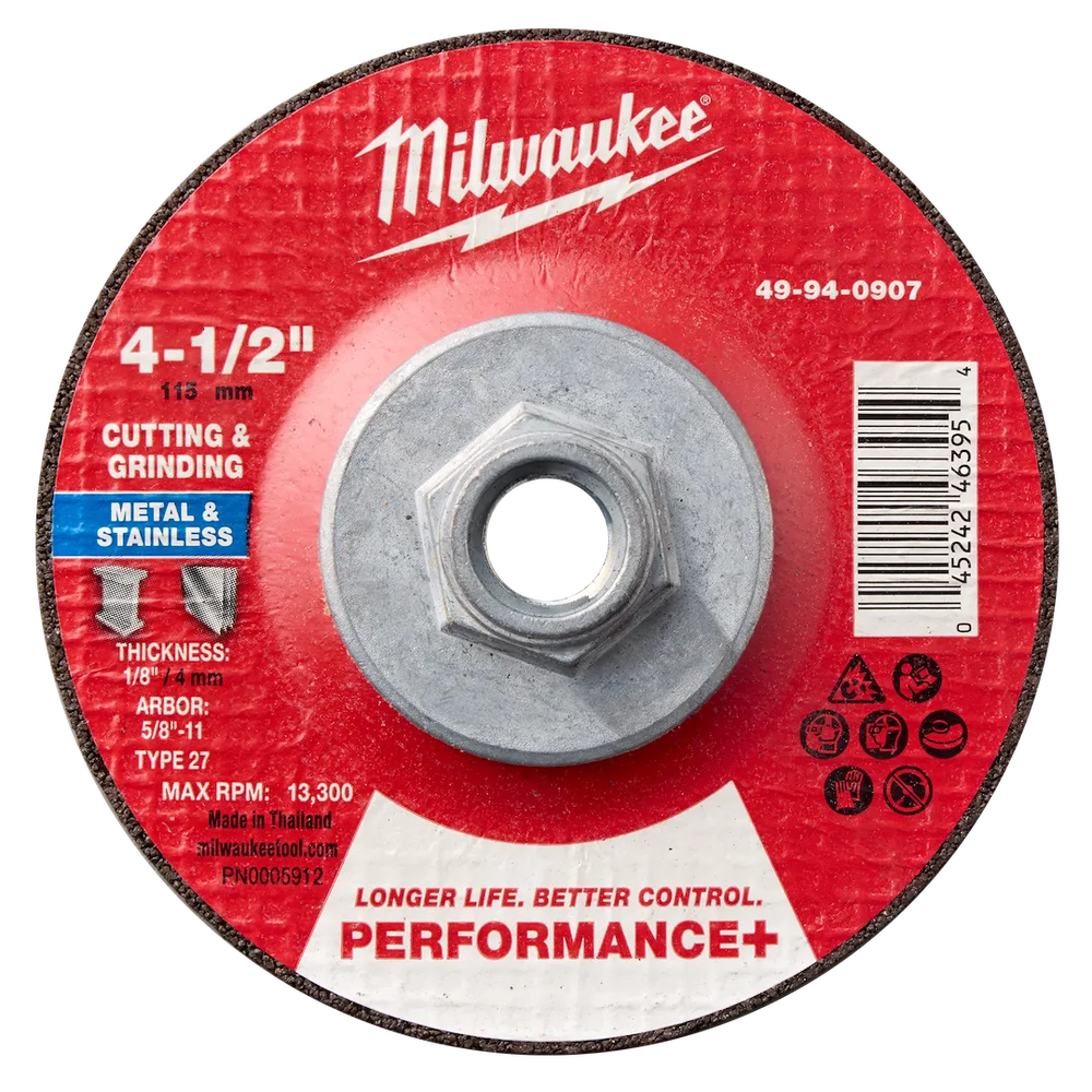 Milwaukee Tool 4-1/2" X 1/8" X 5/8 Dualmetal CUT/GRIND Wheel