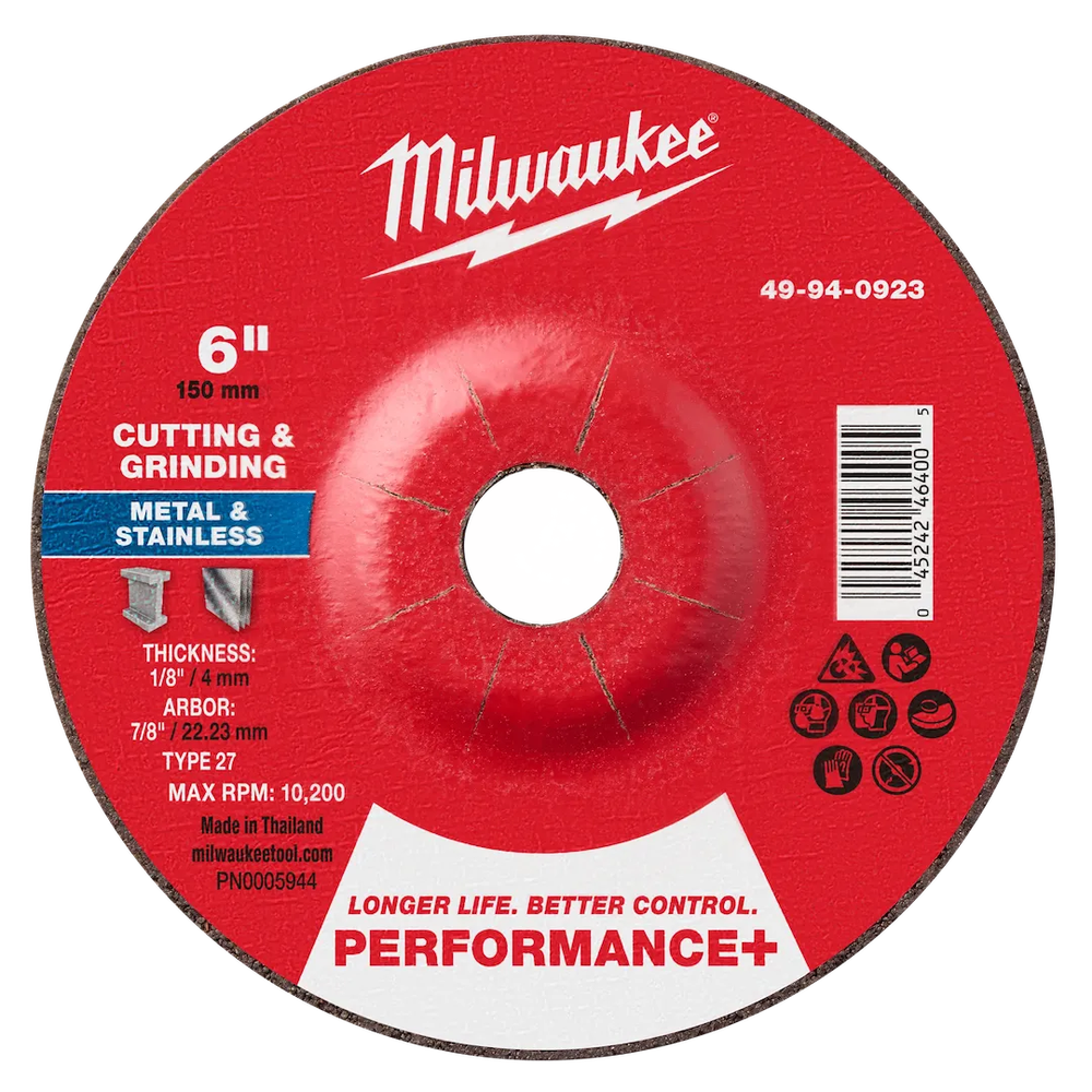 Milwaukee Tool 6" X 1/8" X 7/8" Dual Metal CUT/GRIND Wheel