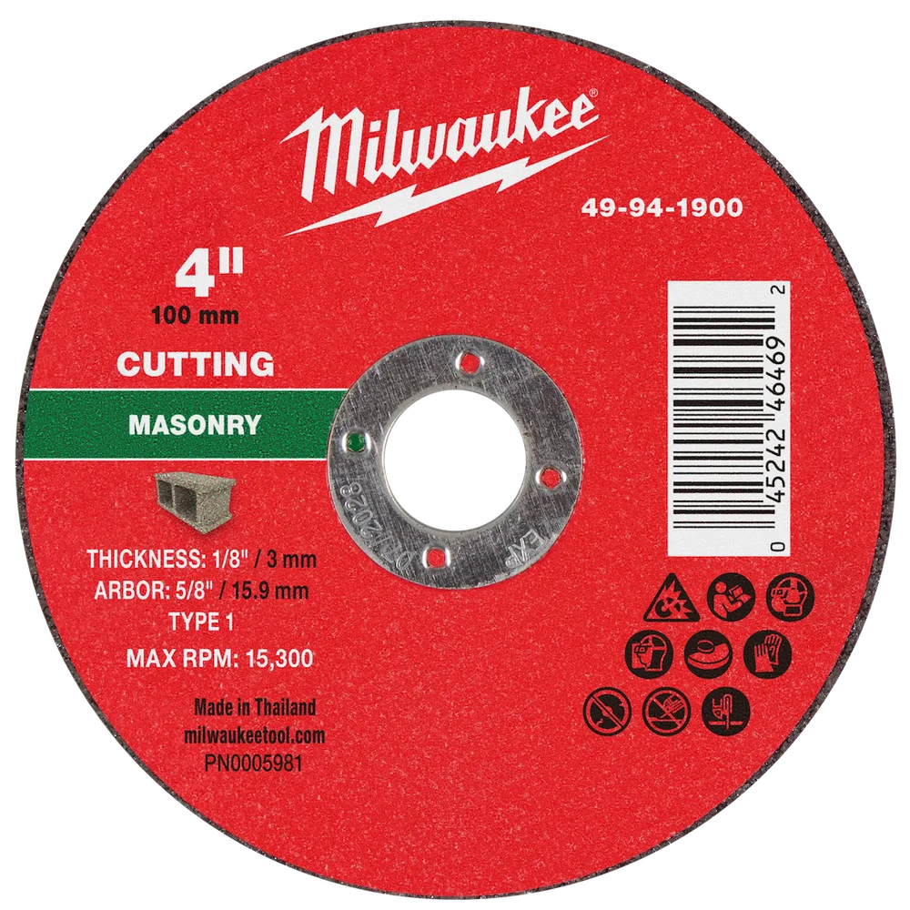Milwaukee Tool 4" X 1/8" X 5/8" Masonrycut OFF Wheel -type 1
