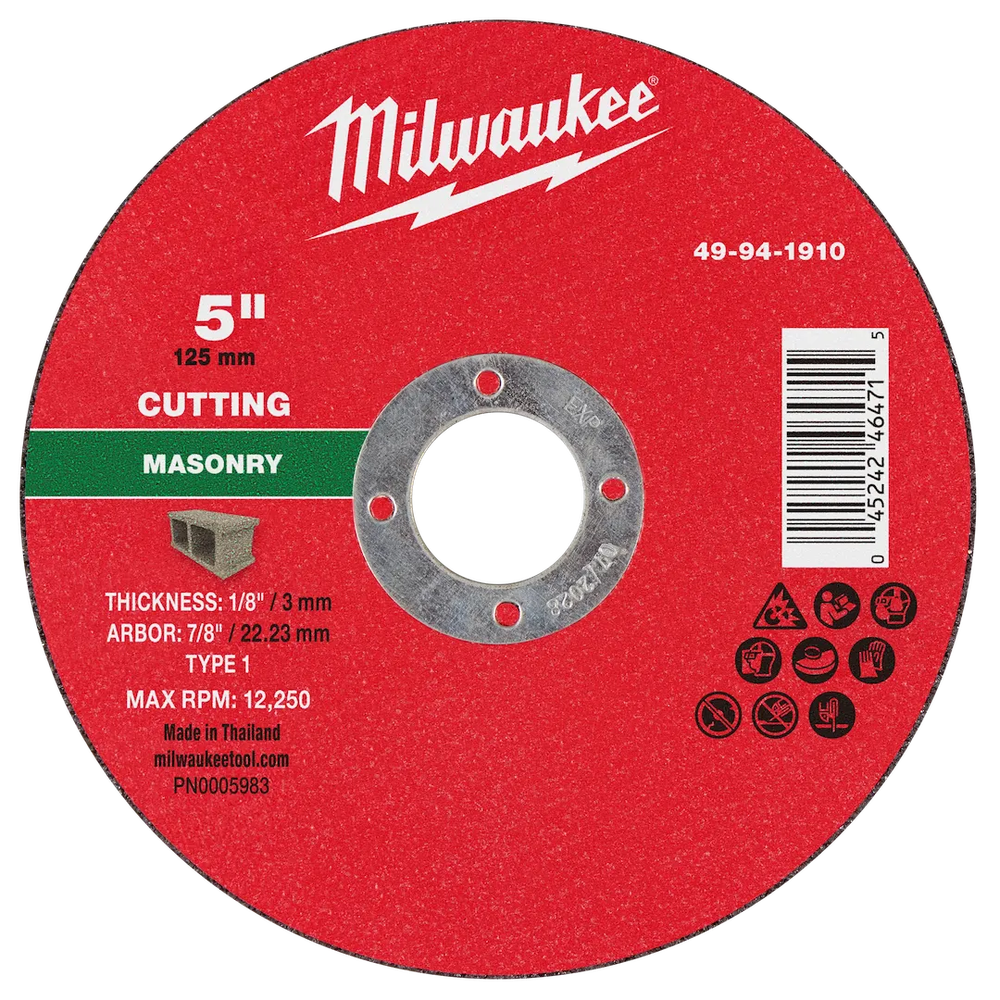 Milwaukee Tool 5" X 1/8" X 7/8" Masonrycut OFF Wheel -type 1