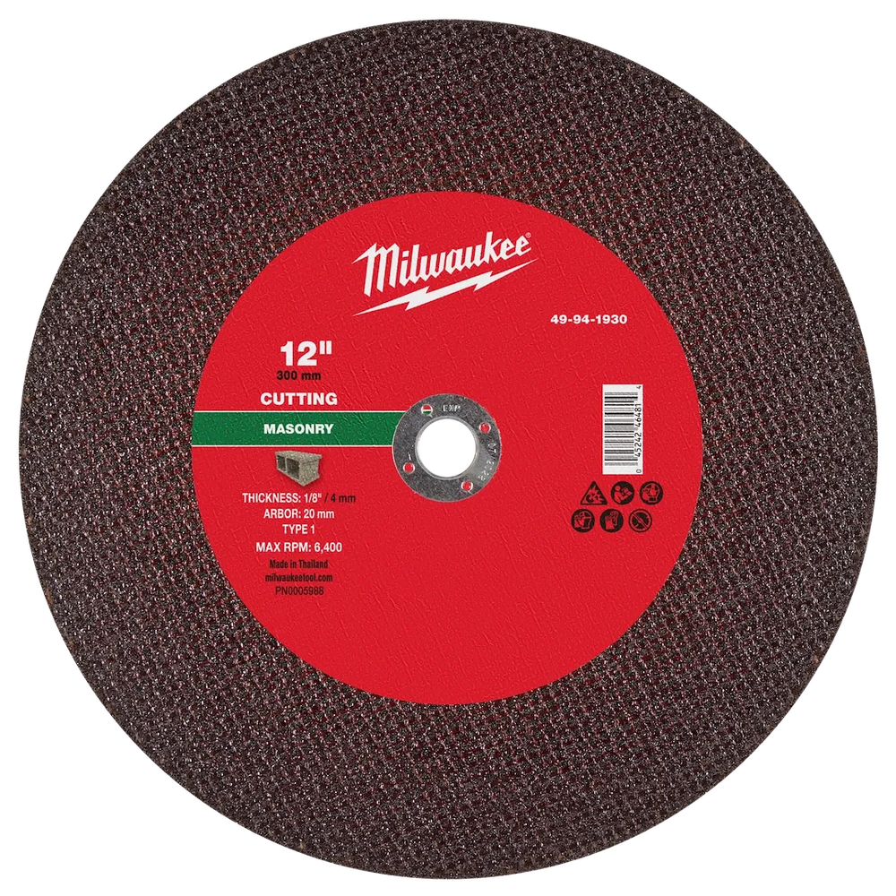 Milwaukee Tool 12" X 1/8" X 20MM Masonry Cut OFF Wheel -type 1
