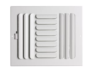 10 x 8 in. Stamped Steel Curved Blade 3-way Residential Ceiling & Sidewall Register in White