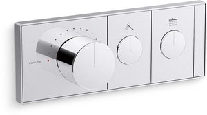 Three Handle Thermostatic Valve Trim in Polished Chrome