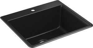 25 x 22 in. 1 Hole Composite Single Bowl Dual Mount Kitchen Sink in Matte Black