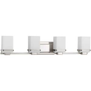 100W 4-Light Medium E-26 Base Incandescent Bath Light in Brushed Nickel