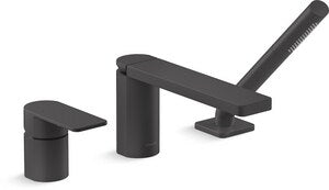 Single Handle Roman Tub Faucet with Handshower in Matte Black