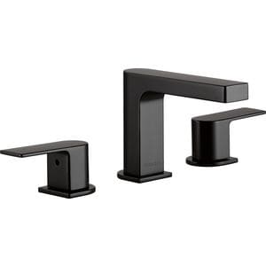 Two Handle Widespread Bathroom Sink Faucet in Matte Black Lever Handle