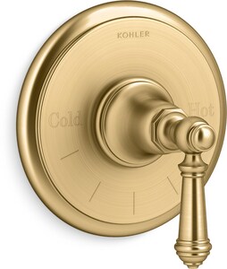 Single Handle Thermostatic Valve Trim in Vibrant® Brushed Moderne Brass