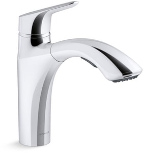 Single Handle Pull Out Kitchen Faucet in Polished Chrome