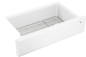 35-11/16 x 21-3/16 in. No-Hole Neoroc Single Bowl Farmhouse and Undermount Kitchen Sink in Matte White