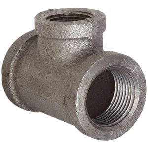 1-1/2X1-1/4X1-1/2 Blk Mi 150# Tee