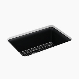 27-1/2 x 18-5/16 in. No Hole Composite Single Bowl Undermount Kitchen Sink in Matte Black