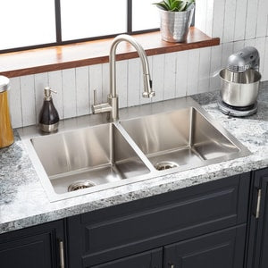 33 x 22 in. 1-Hole Stainless Steel Double Bowl Dual Mount Kitchen Sink