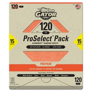 120 µm Drywall, Fiberglass, Metal, Painted Surfaces and Wood Sandpaper (Pack of 15)