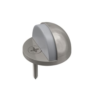 Solid Brass Doorstop Floor Mounted in Satin Nickel