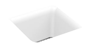 15-1/2 x 15-1/2 in. No Hole Undermount Composite Bar Sink in Matte White