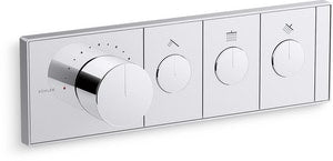 Four Handle Thermostatic Valve Trim in Polished Chrome