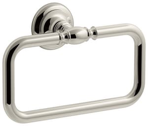 Rectangular Closed Towel Ring in Vibrant Polished Nickel