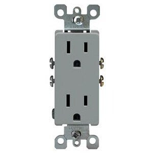 15 Amp 125V Duplex Receptacle, Grey