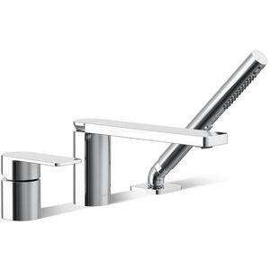Single Handle Roman Tub Faucet with Handshower in Polished Chrome