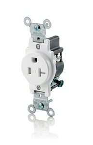 20 Amp 125 V Straight Blade TP Receptacle in White