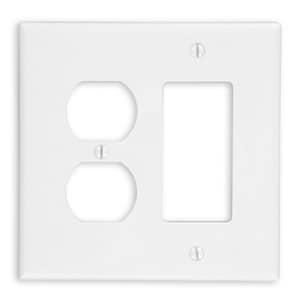 4-87/100 x 3-3/25 in. Plastic 2-Gang Duplex Decorative Wall Plate in White