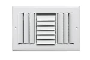 6 x 6 in. Aluminum Adjustable Curve Blade 3-way Residential Ceiling & Sidewall Register in White