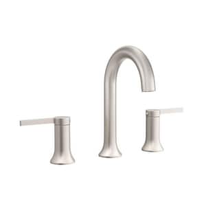 Two Handle Widespread Bathroom Sink Faucet in Brushed Nickel
