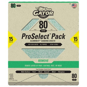 80 µm Drywall, Fiberglass, Metal, Painted Surfaces and Wood Sandpaper (Pack of 15)