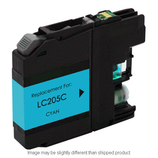 Compatible Brother LC205 Extra High Yield Cyan Ink, 1,200 pages, OEM LC205C (ITC RPLBRLC205C)