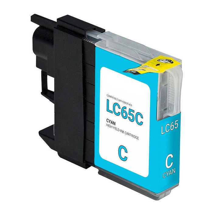 Compatible Brother LC65 High Yield Cyan Ink, 750 pages, OEM LC65C (ITC RPLBRLC65C)