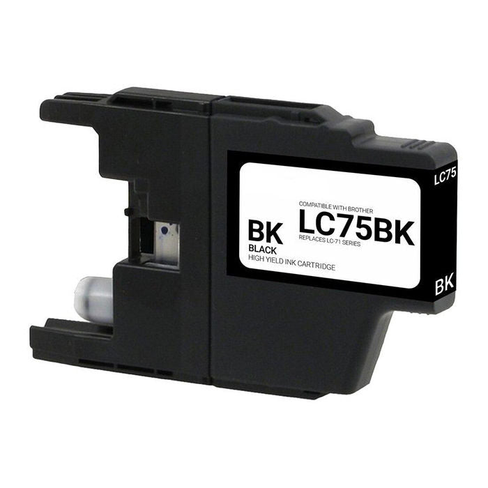 Compatible Brother LC75 High Yield Black Ink, 600 pages, OEM LC75BK (ITC RPLBRLC75BK)