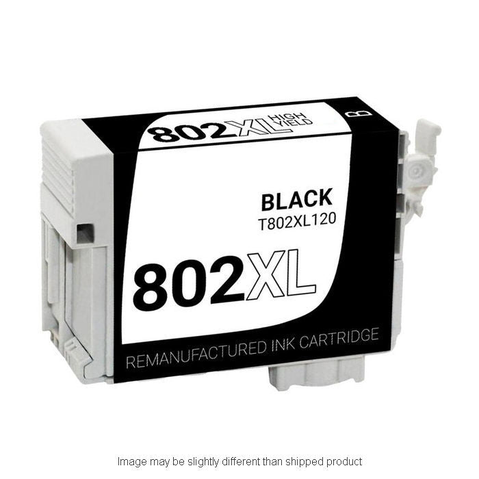 Remanufactured Epson T802XL120 High Yield Black Ink, 2,600 pages, OEM T802XL120S (ITC RPLEPT802XL120R)