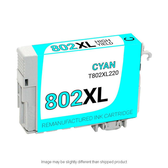 Remanufactured Epson T802XL220 High Yield Cyan Ink, 1,900 pages, OEM T802XL220S (ITC RPLEPT802XL220R)