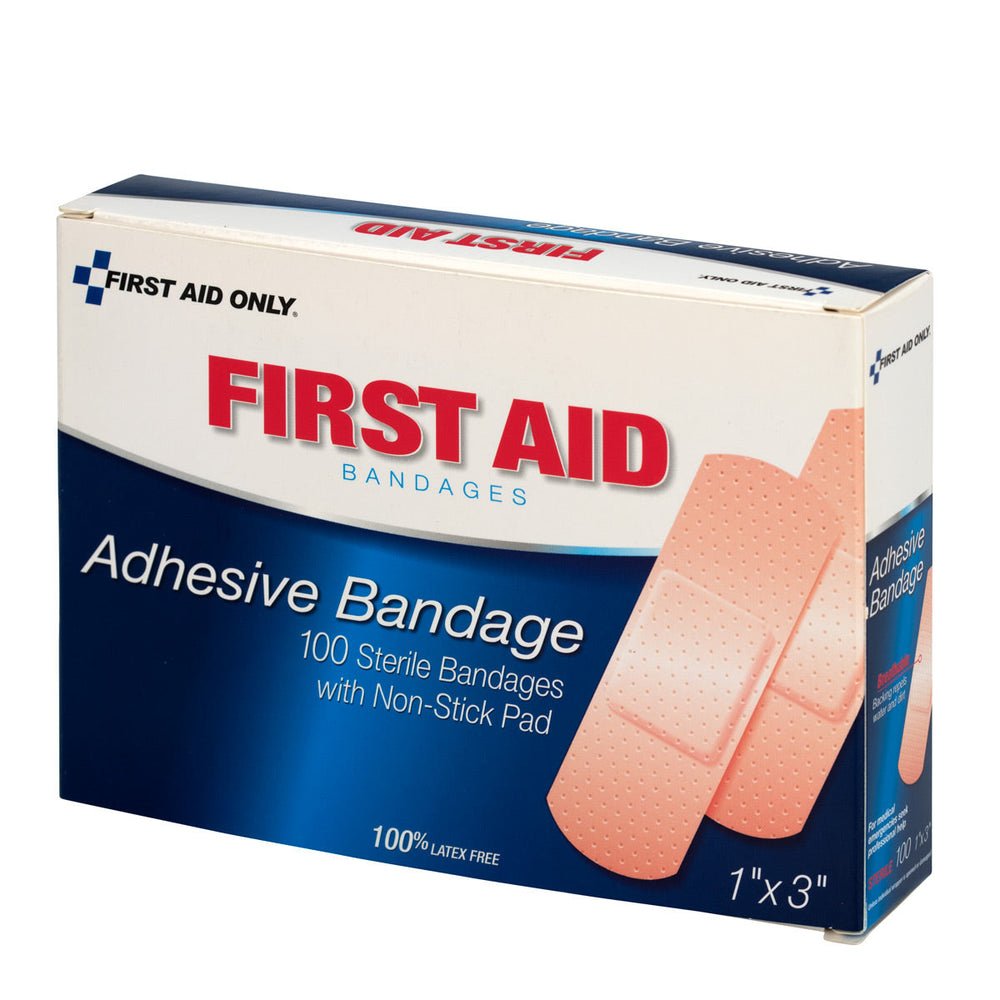 First Aid Only 1"x3" Plastic Bandages, 100 per Box