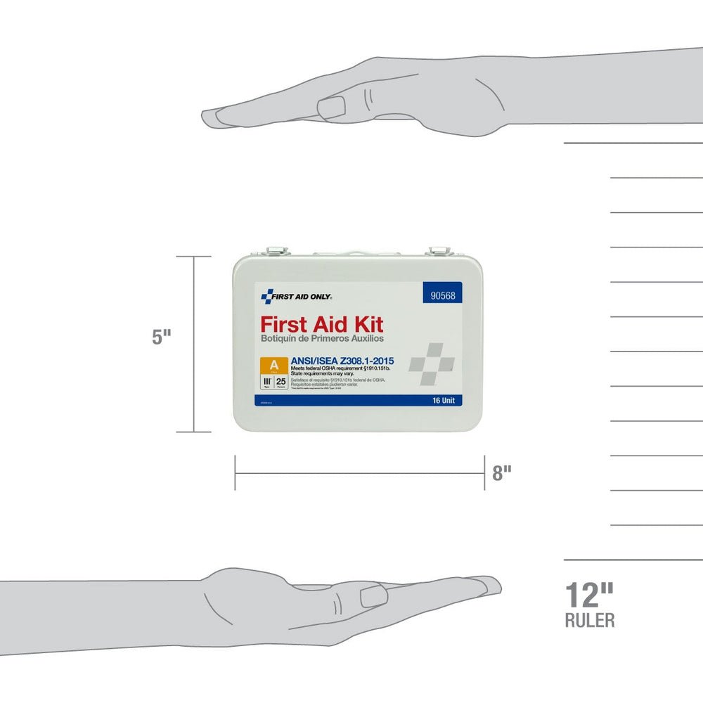 First Aid Only 25 Person 16 Unit ANSI A First Aid Kit, Steel, Weatherproof, ANSI 2015 Compliant