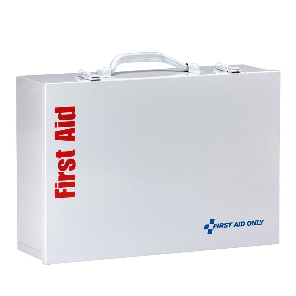First Aid Only 75 Person 2 Shelf First Aid Metal Cabinet, ANSI A+, Type I & II, with Medications, ANSI 2015 Compliant
