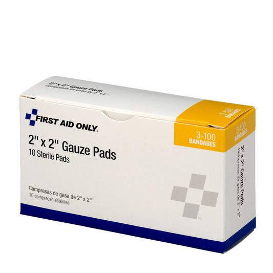 First Aid Only 2"x2" Sterile Gauze Pads, 10 Per Box