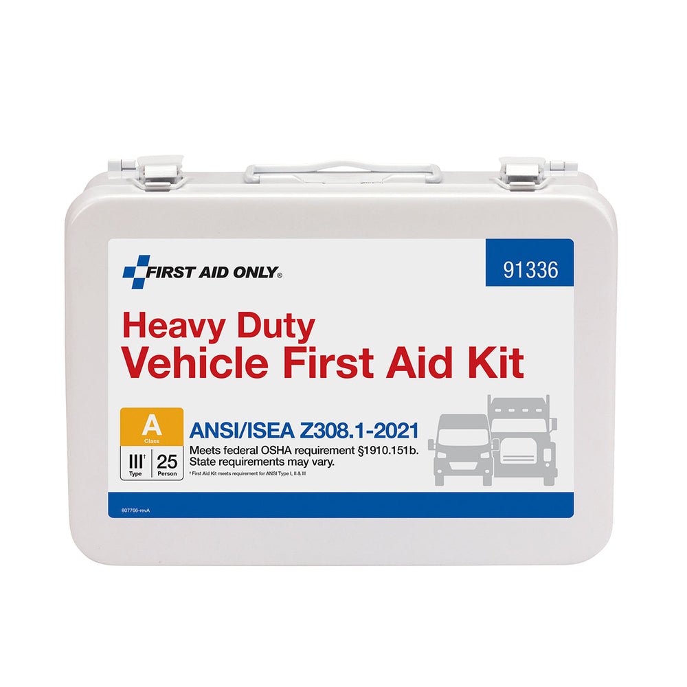 First Aid Only 25 Person ANSI A Heavy Duty Vehicle Metal First Aid Kit, ANSI 2021 Compliant