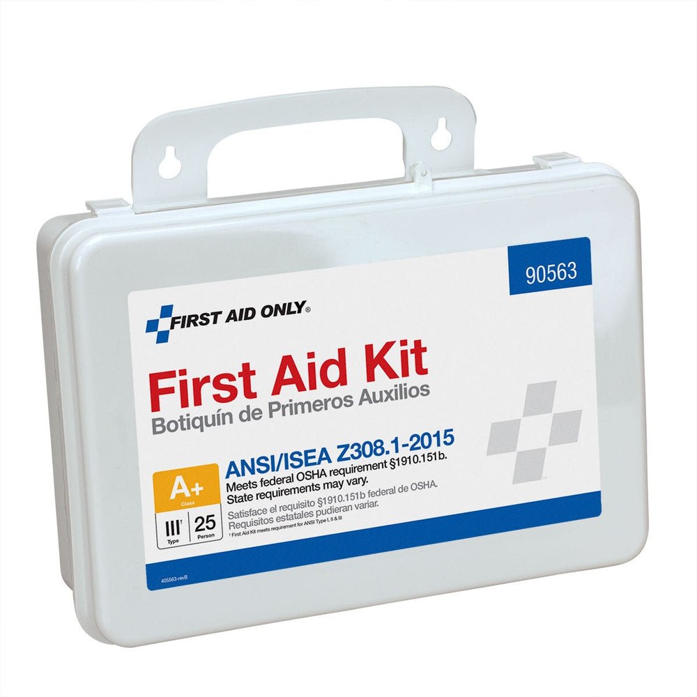 First Aid Only 25 Person Plastic First Aid Kit, ANSI A+, Type III, ANSI 2015 Compliant
