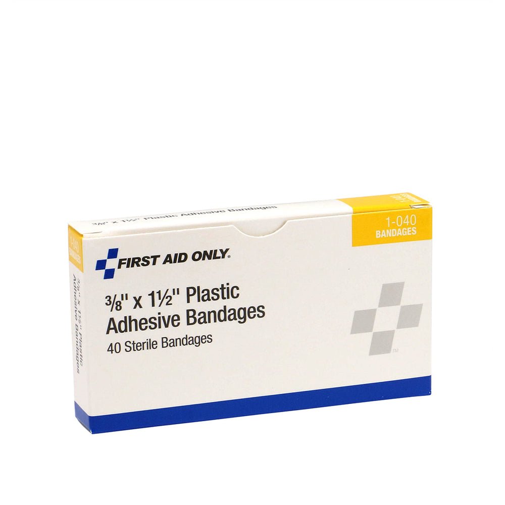 First Aid Only 3/8"x1.5" Plastic Bandages, 40 Per Box